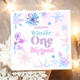 Serviette En Papier Hiver Onederland Snowflakes Fille Neige Anniversai