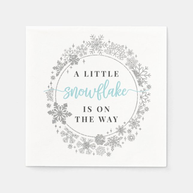 Serviette En Papier Hiver Snowflake Baby shower Cocktail Napkin (Devant)