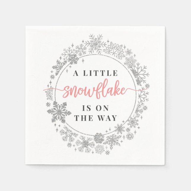Serviette En Papier Hiver Snowflake Baby shower Cocktail Napkin (Devant)