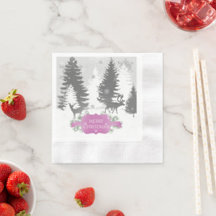 Serviette En Papier Hiver Wonderland Papier Napkin - Magenta