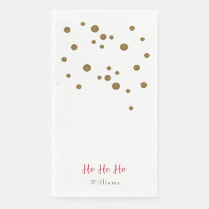 Serviette En Papier Ho Ho Ho Or Blanc et Rouge Fêtes Personnalisées