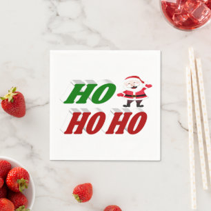 Serviette En Papier Ho Ho Ho Santa Claus Typographie de Noël