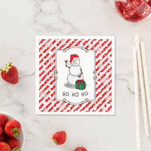 Serviette En Papier Ho Ho Joyeux Noël Père Noël mignonne Snowman