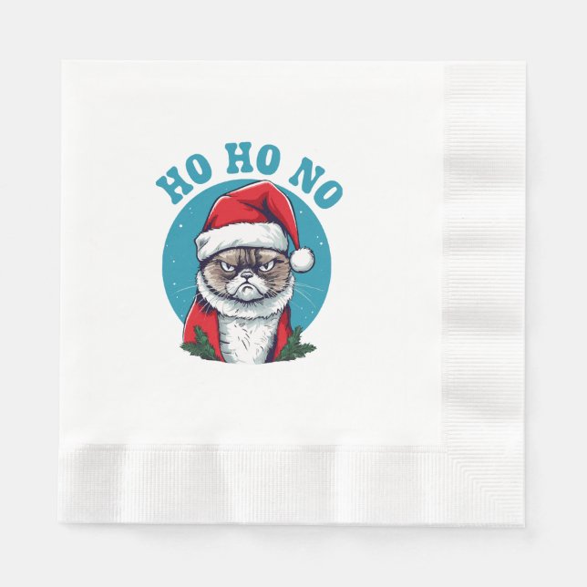 Serviette En Papier Ho ho non - drôle de chat grumpy santa (Devant)