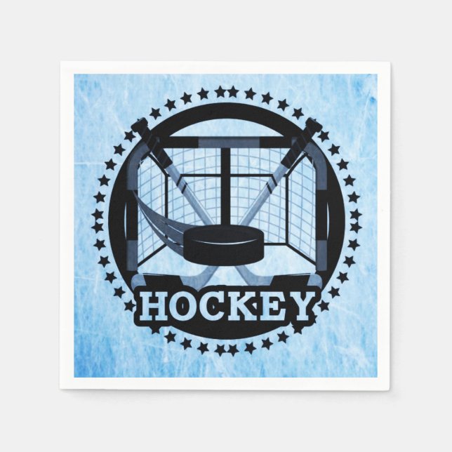 Serviette En Papier Hockey bleu glace (Devant)