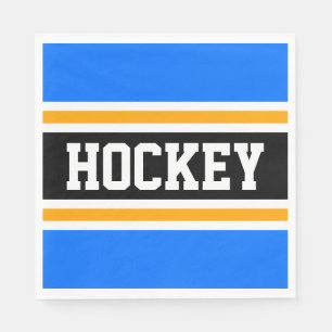 Serviette En Papier HOCKEY Fun Bold Bleu clair Bleu Noir Jaune Stripes