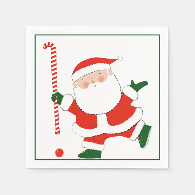 Serviette En Papier Hockey sur gazon de Noël (Devant)
