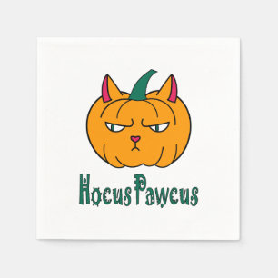Serviette En Papier Hocus pawcus Halloween citrouille ginger cat magie