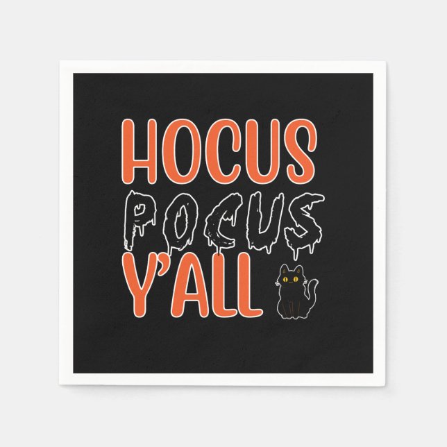 Serviette En Papier Hocus Pocus Y'all Halloween Conception de chats (Devant)