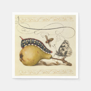 Serviette En Papier Hoefnagel Vintage Poire & Insectes 1500 Renaissanc