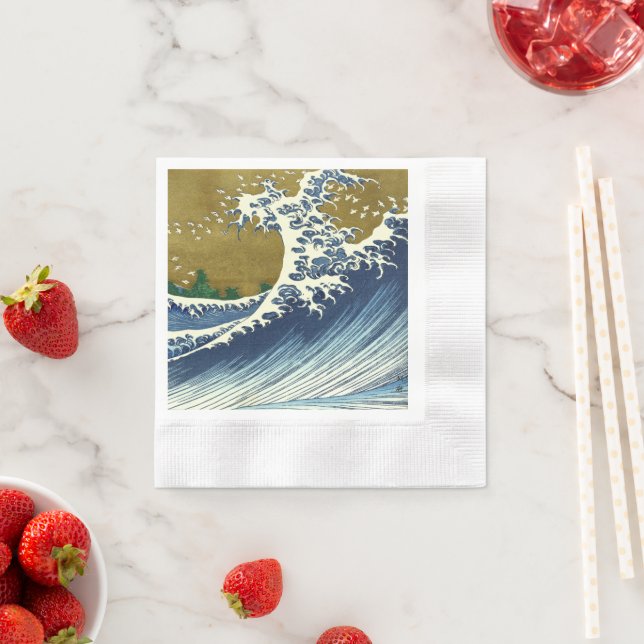 Serviette En Papier Hokusai Big Wave Japon Art japonais (En situation)