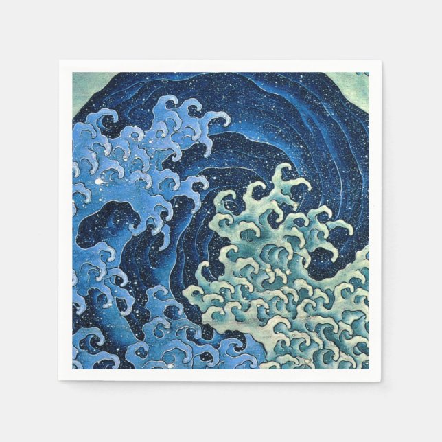 Serviette En Papier Hokusai Vague féminine Océan Vintage (Devant)