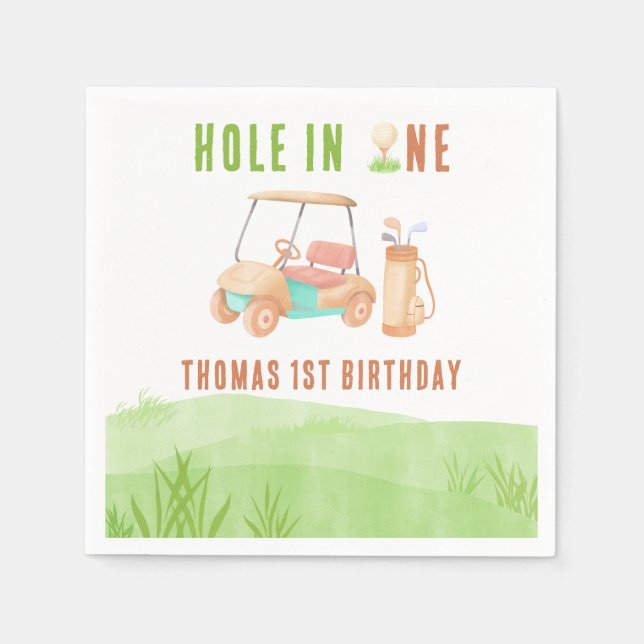 Serviette En Papier Hole In One First Birthday Party (Devant)