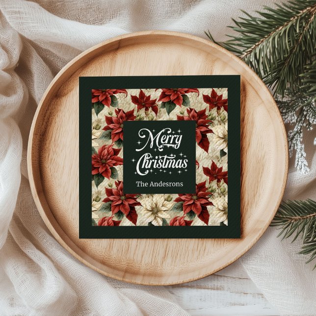 Serviette En Papier Holiday Floral Napkins Classic Red Green Blooms (Holiday Floral Napkins Classic Red Green Blooms)