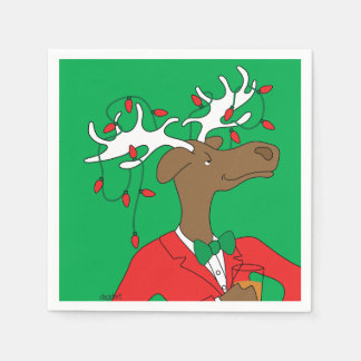 Serviette En Papier Holiday Moose Cocktail Napkin