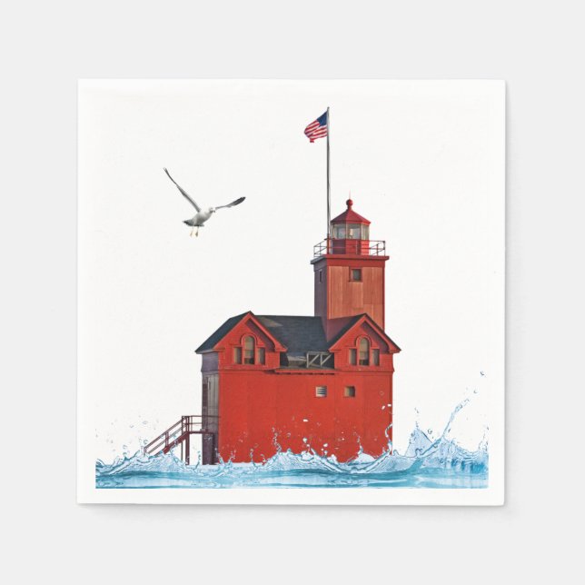 Serviette En Papier Holland Michigan Big Red Lighthouse (Devant)