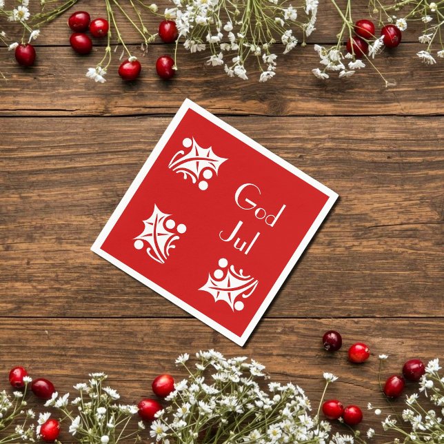 Serviette En Papier hollies blanches en rouge (Créateur téléchargé)