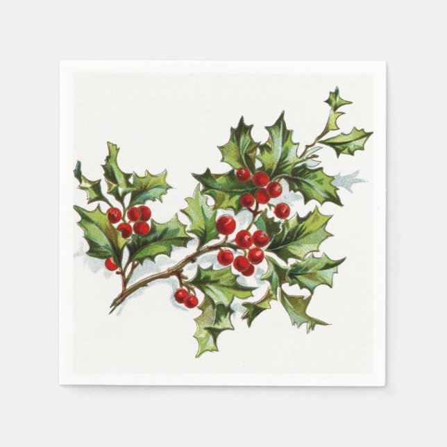 Serviette En Papier Holly Berries 001 (Devant)