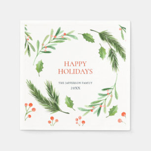Serviette En Papier Holly Berry Branch Christmas PARTY Paper