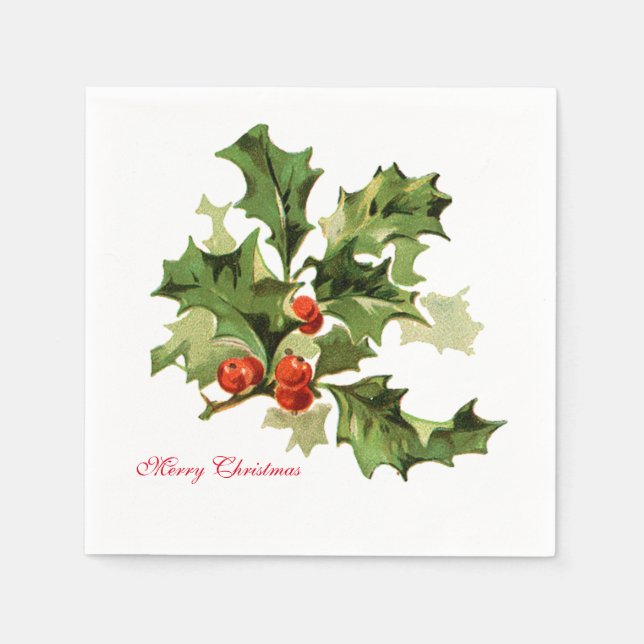 Serviette En Papier Holly et Berries Napkin (Devant)
