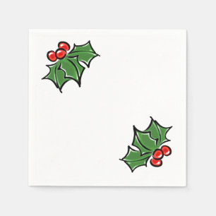 Serviette En Papier Holly Feuilles, Holly baies, fun vacances botaniqu