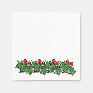 Serviette En Papier Holly Feuilles, Holly Berries, couronne de Noël