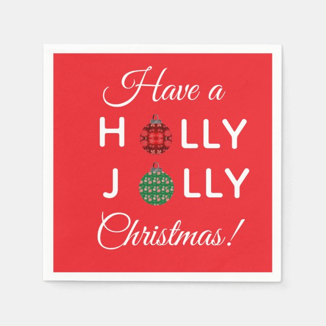 Serviette En Papier Holly Jolly Christmas napkin (Devant)