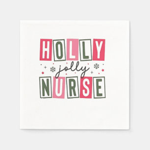 Serviette En Papier Holly Jolly Infirmière Noël Noël Noël Noël Noël No