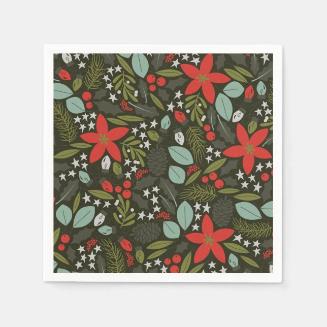 Serviette En Papier Holly Jolly Motif d'hiver (Devant)