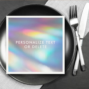 Serviette En Papier Hologramme moderne Pastel Arc-en-ciel Sirène Unico