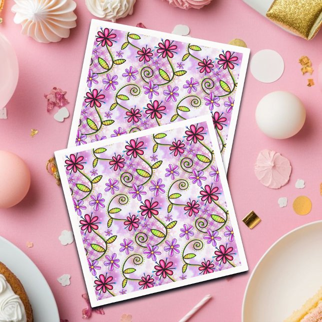 Serviette En Papier Holographique Arc-en-ciel - Collage floral (Créateur téléchargé)