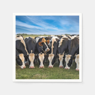 Serviette En Papier Holstein Cow porte un Casquette de cowboy