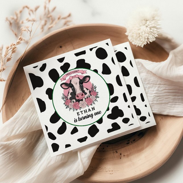 Serviette En Papier Holy Cow I’m One Cowgirl 1st Birday Party (Créateur téléchargé)