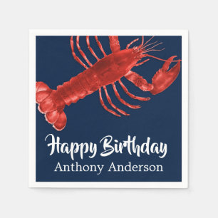 Serviette En Papier Homard Bleu foncé Thème Amusant Anniversaire Fê