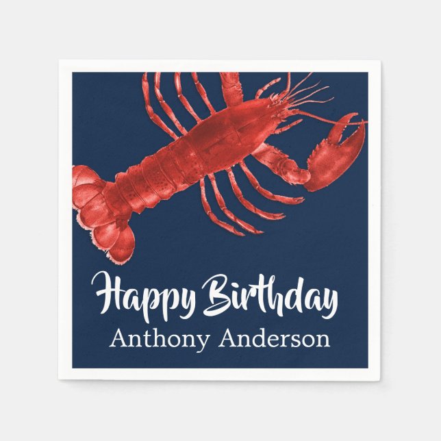 Serviette En Papier Homard Bleu foncé Thème Amusant Anniversaire Fête  (Devant)