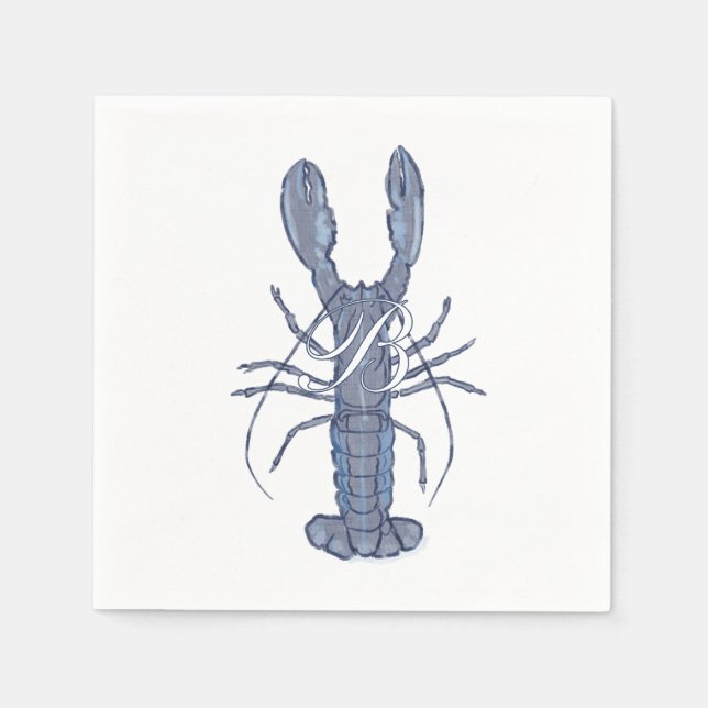 Serviette En Papier Homard bleu personnalisé (Devant)