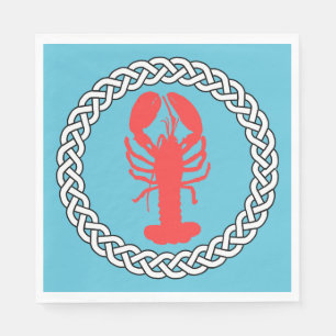 Serviette En Papier Homard Dans Une Bordure De Corde