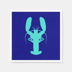 Serviette En Papier Homard de turquoise sur le bleu marine