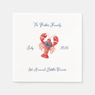 Serviette En Papier Homard d'été avec nœud, 4 juillet, Mariage côtier