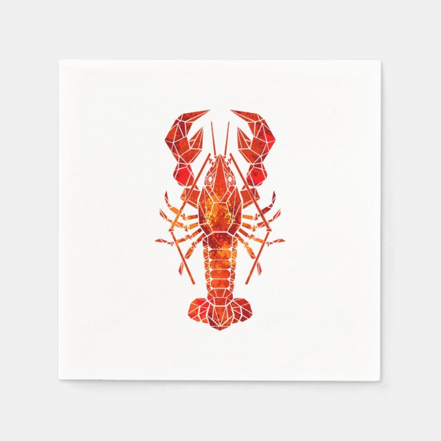 Serviette En Papier Homard polygonal rouge (Devant)