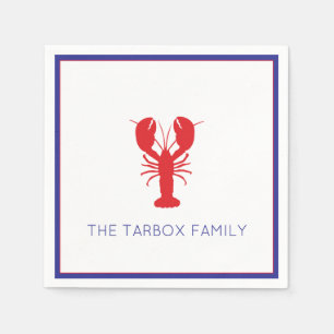 Serviette En Papier Homard Rouge Blanc Bleu NOM Preppy Fun