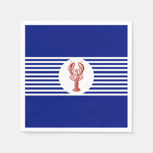 Serviette En Papier Homard rouge nautique et rayures