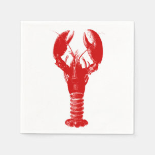 Serviette En Papier Homard rouge profond sur blanc