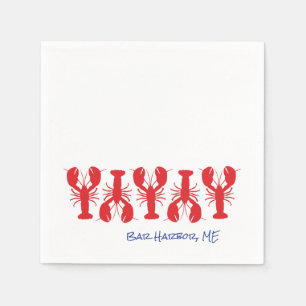 Serviette En Papier Homards Rouges Bleu Lieu Personnalisé CÔTE Preppy