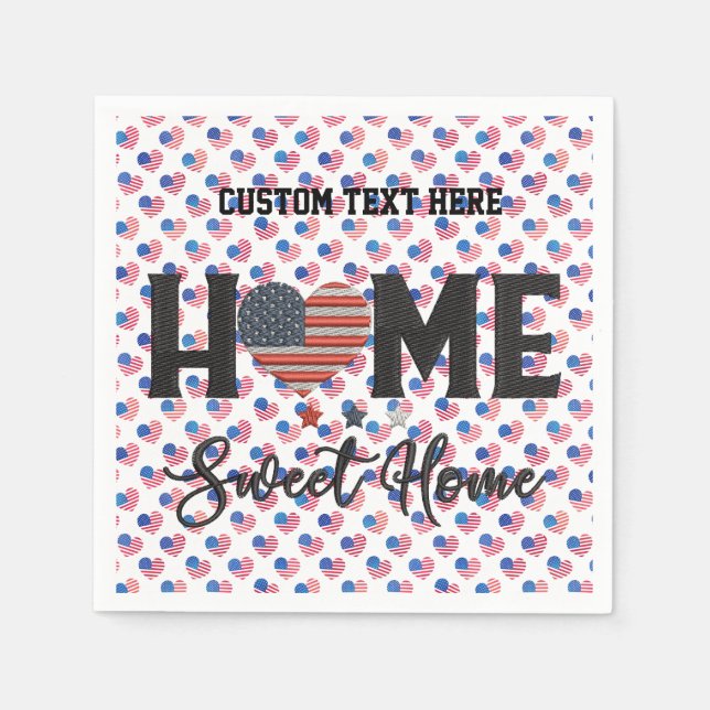 Serviette En Papier Home Sweet Home Citation American Flag Heart USA (Devant)