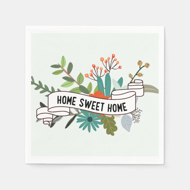 Serviette En Papier Home Sweet Home | floral (Devant)