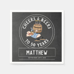 Serviette En Papier Hommage Et Bières 50e Anniversaire Noir Et Blanc