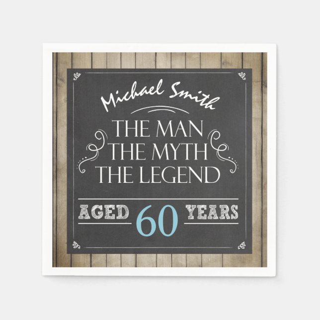 Serviette En Papier Homme Anniversaire Homme Mythe Légende serviettes  (Devant)