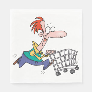 Serviette En Papier Homme de dessin animé drôle courant avec un chario