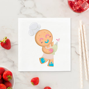 Serviette En Papier Homme en pain d'épices Chef avec poche à douille